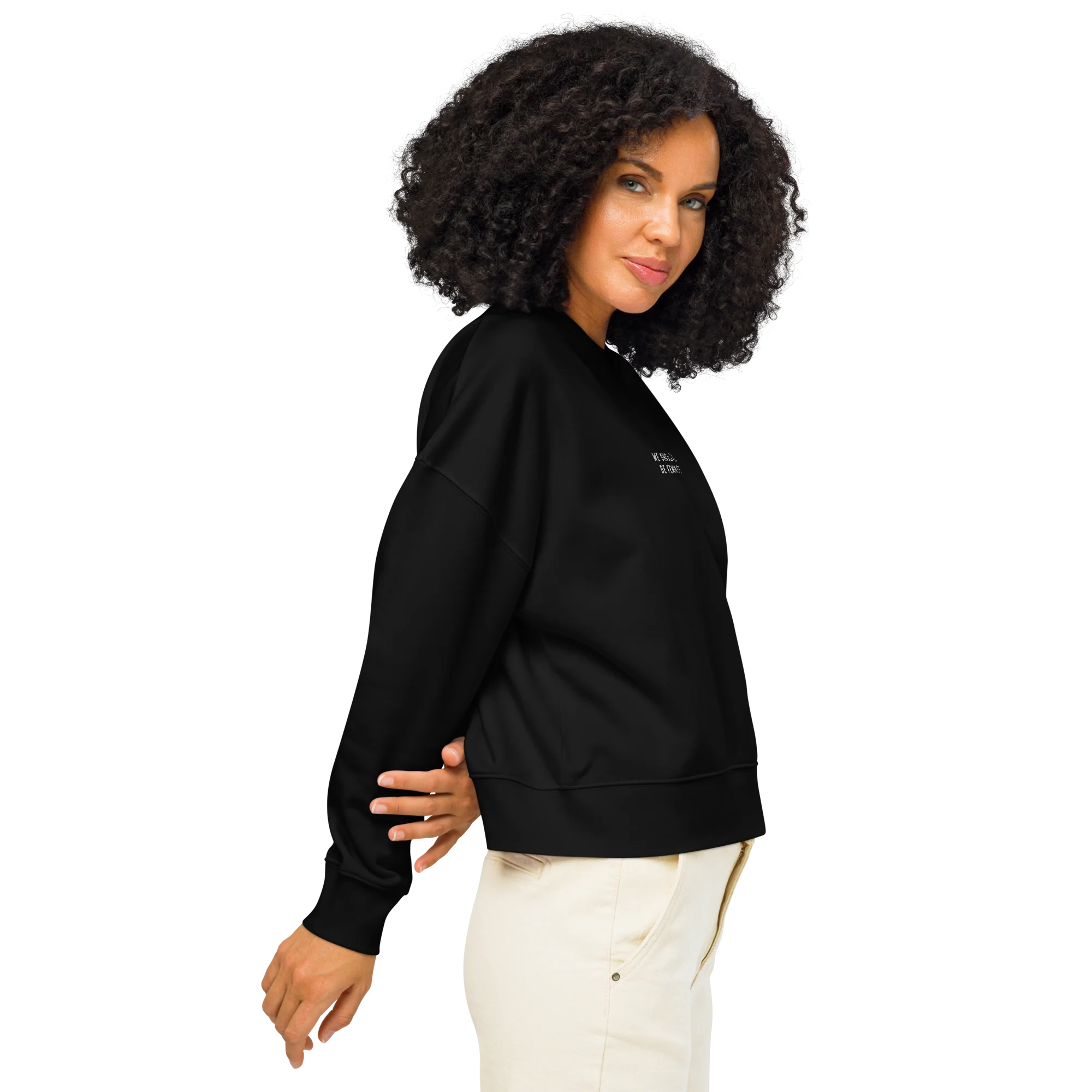 We Should All Be Feminists Embroidered Women’s Organic Sweatshirt - Image 6