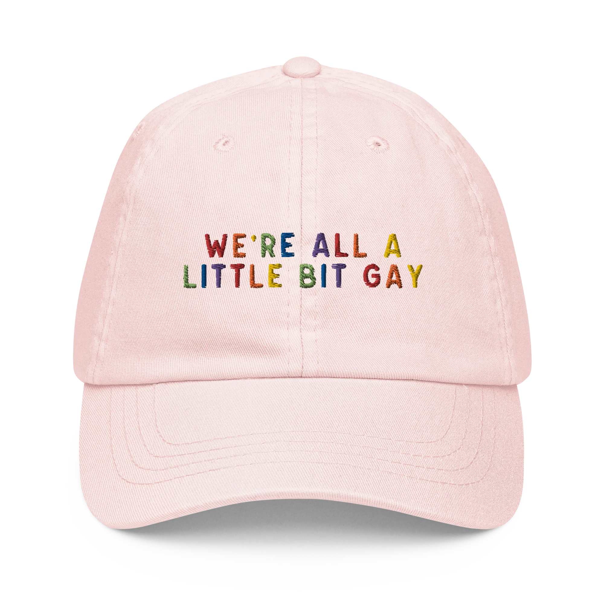 We're All A Little Bit Gay Pride Embroidered Pastel Baseball Cap