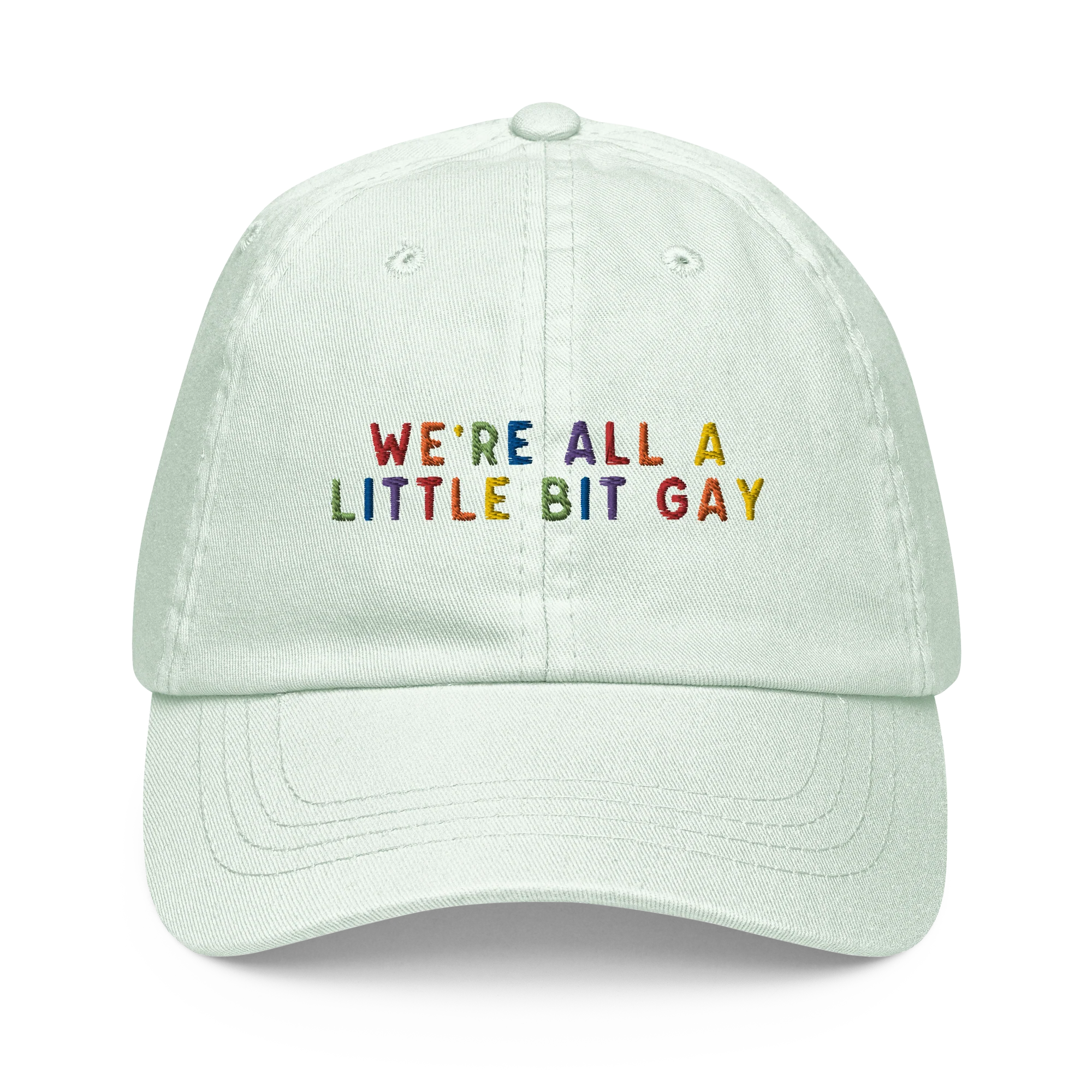 We're All A Little Bit Gay Pride Embroidered Pastel Baseball Cap - Image 4