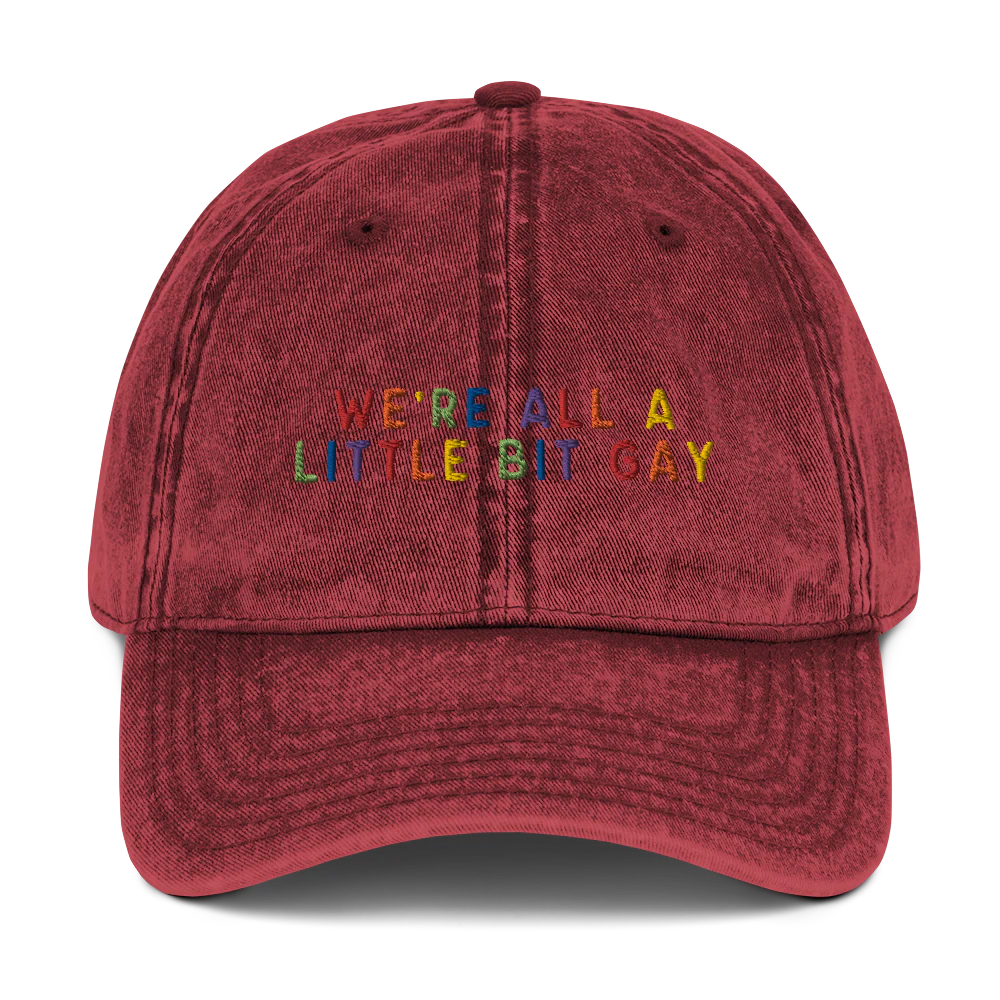 We're All A Little Bit Gay Pride Embroidered Vintage Cap - Image 4