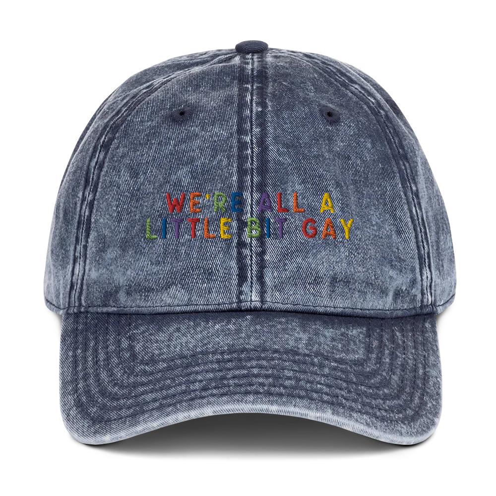 We're All A Little Bit Gay Pride Embroidered Vintage Cap - Image 5
