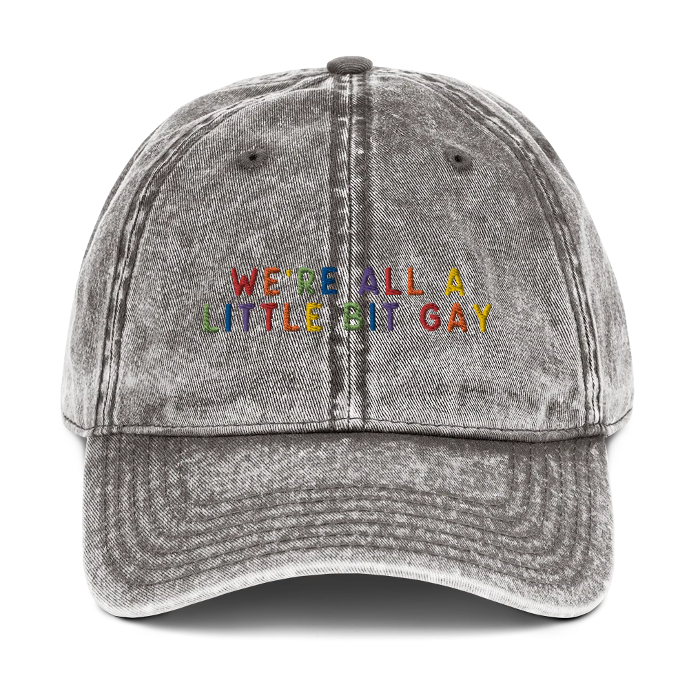 We're All A Little Bit Gay Pride Embroidered Vintage Cap - Image 9