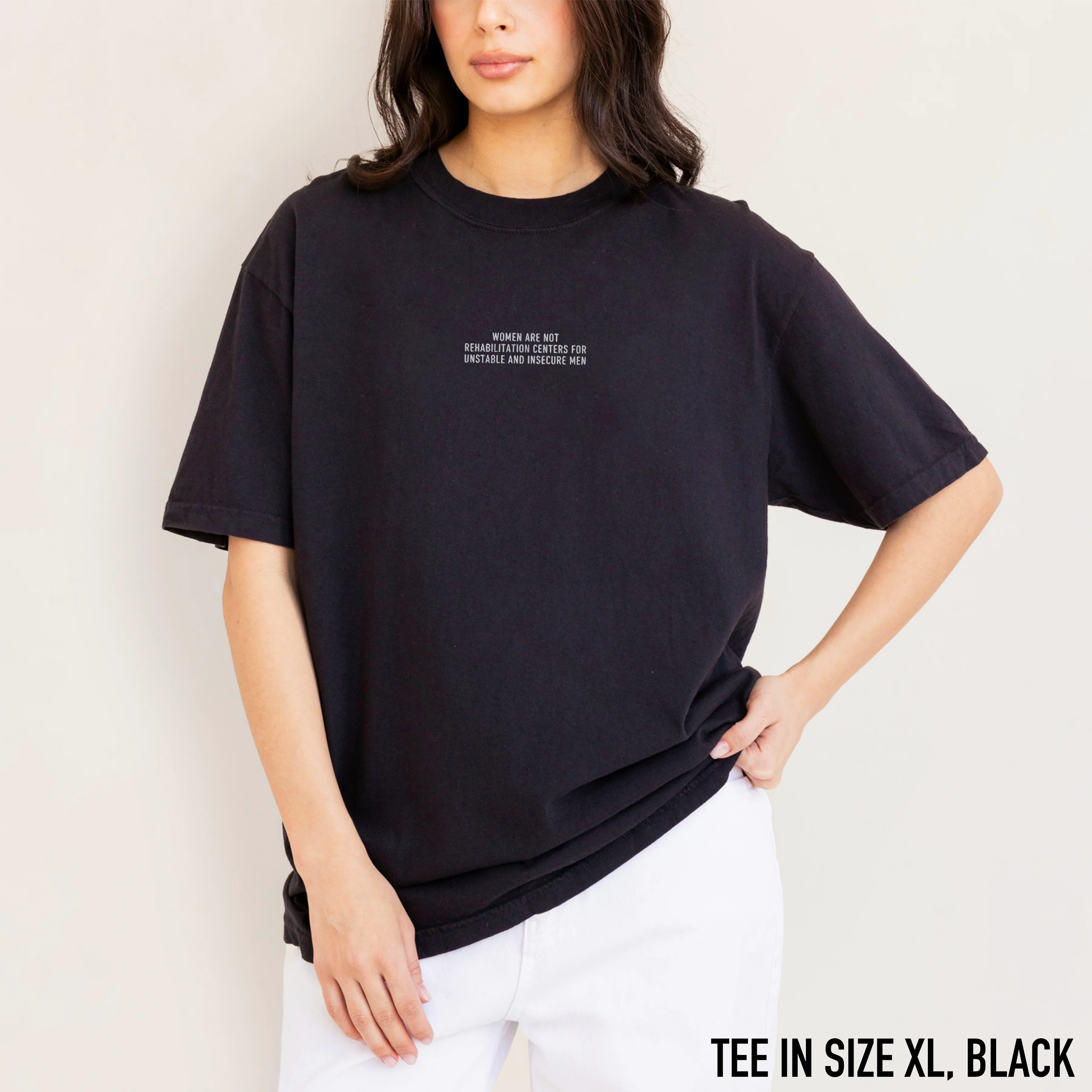 Women are not Rehabilitation Centers Unstable Insecure Men Embroidered Classic T-Shirt - Image 2