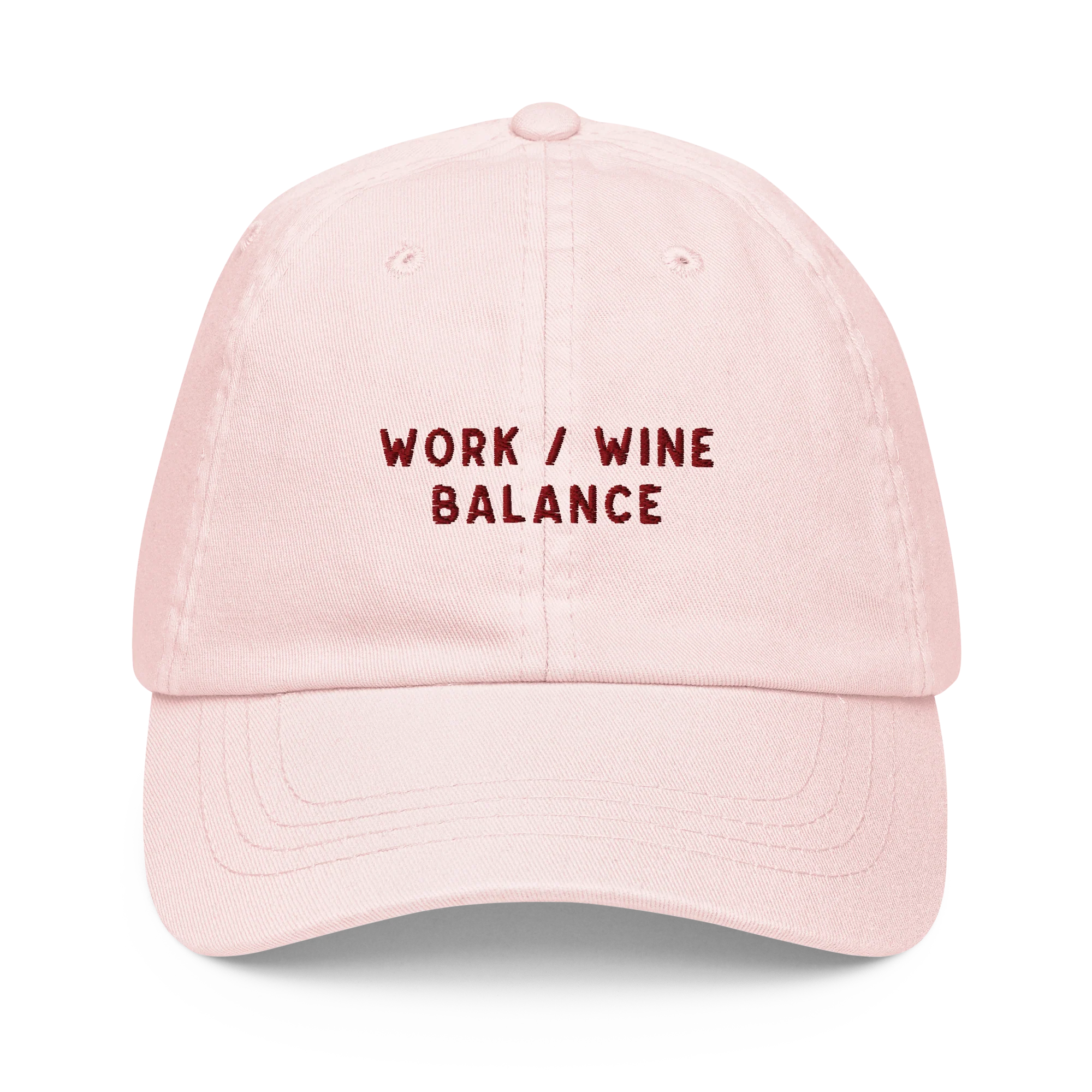 Work / Wine Balance Embroidered Pastel Baseball Cap