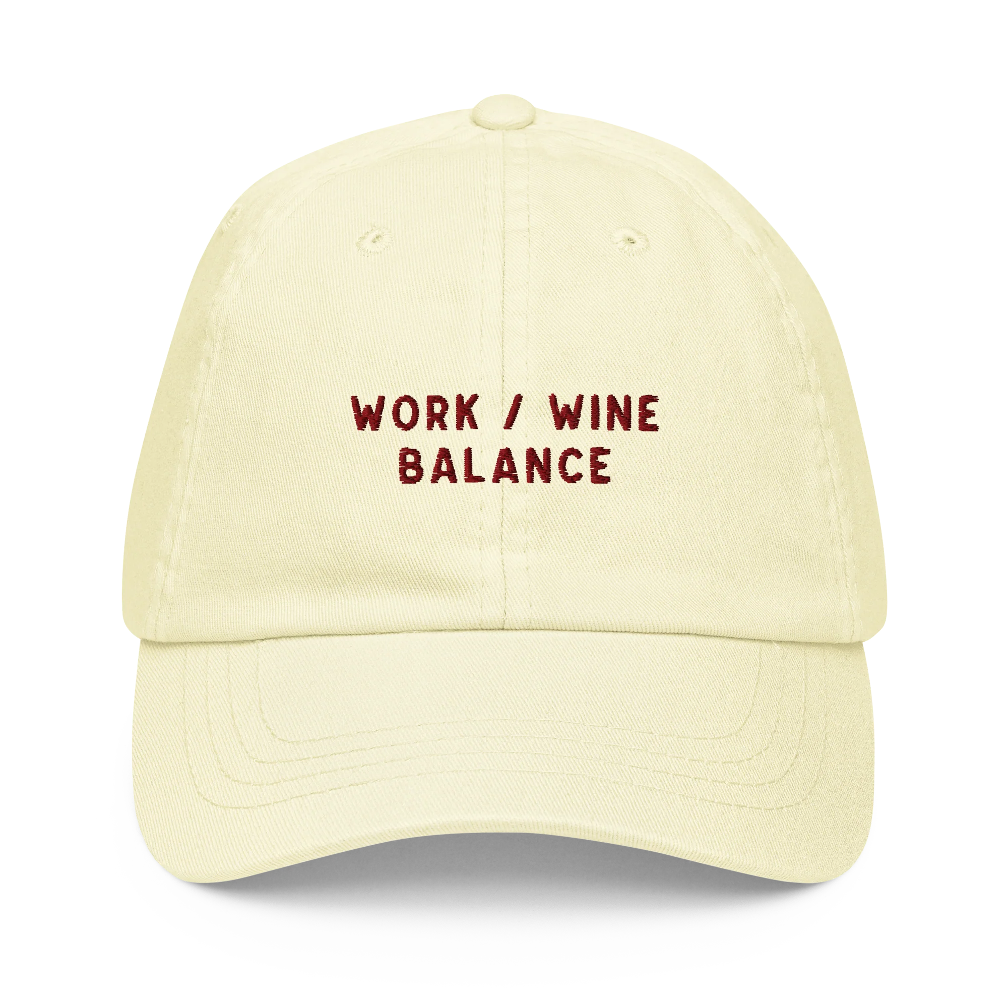 Work / Wine Balance Embroidered Pastel Baseball Cap - Image 10