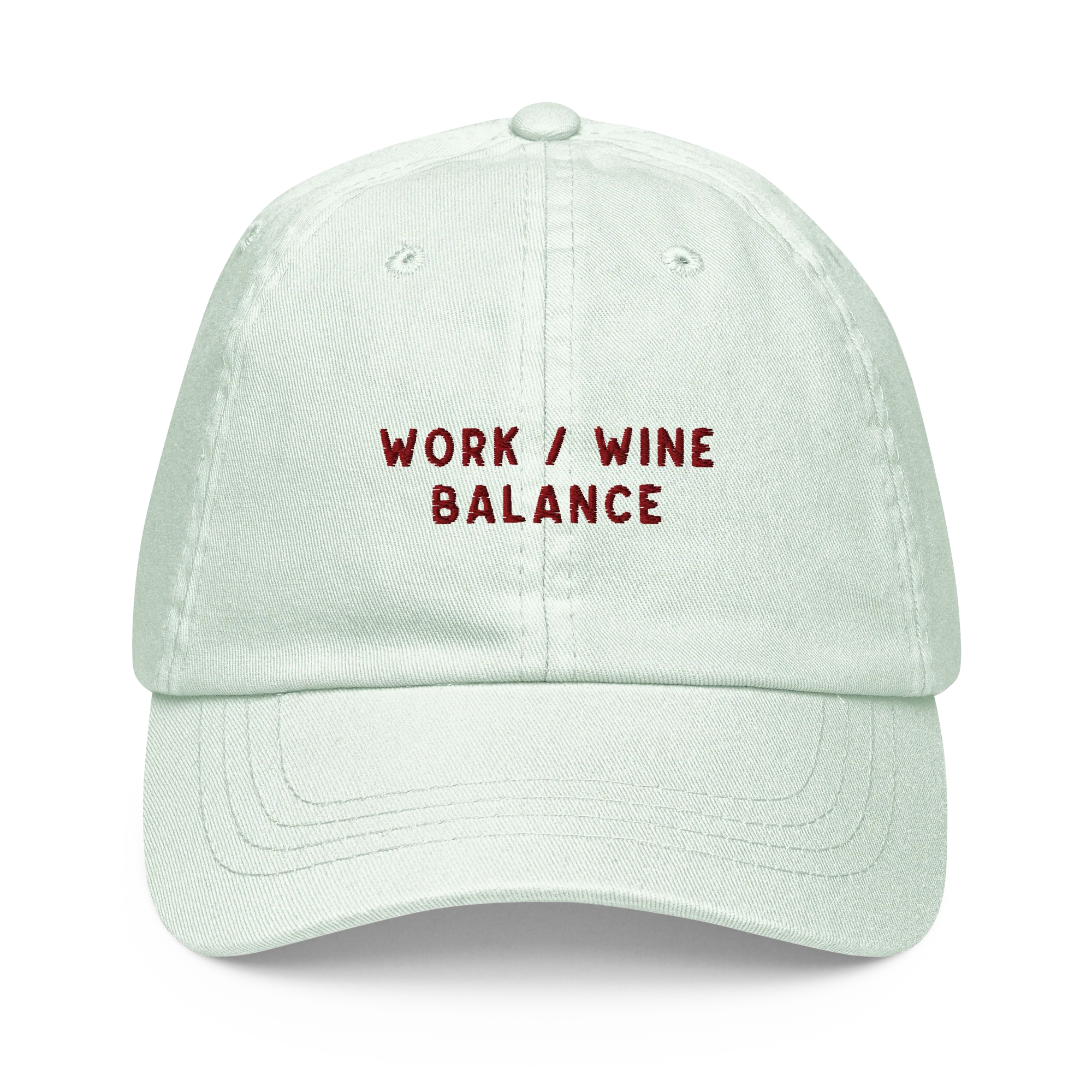 Work / Wine Balance Embroidered Pastel Baseball Cap - Image 4