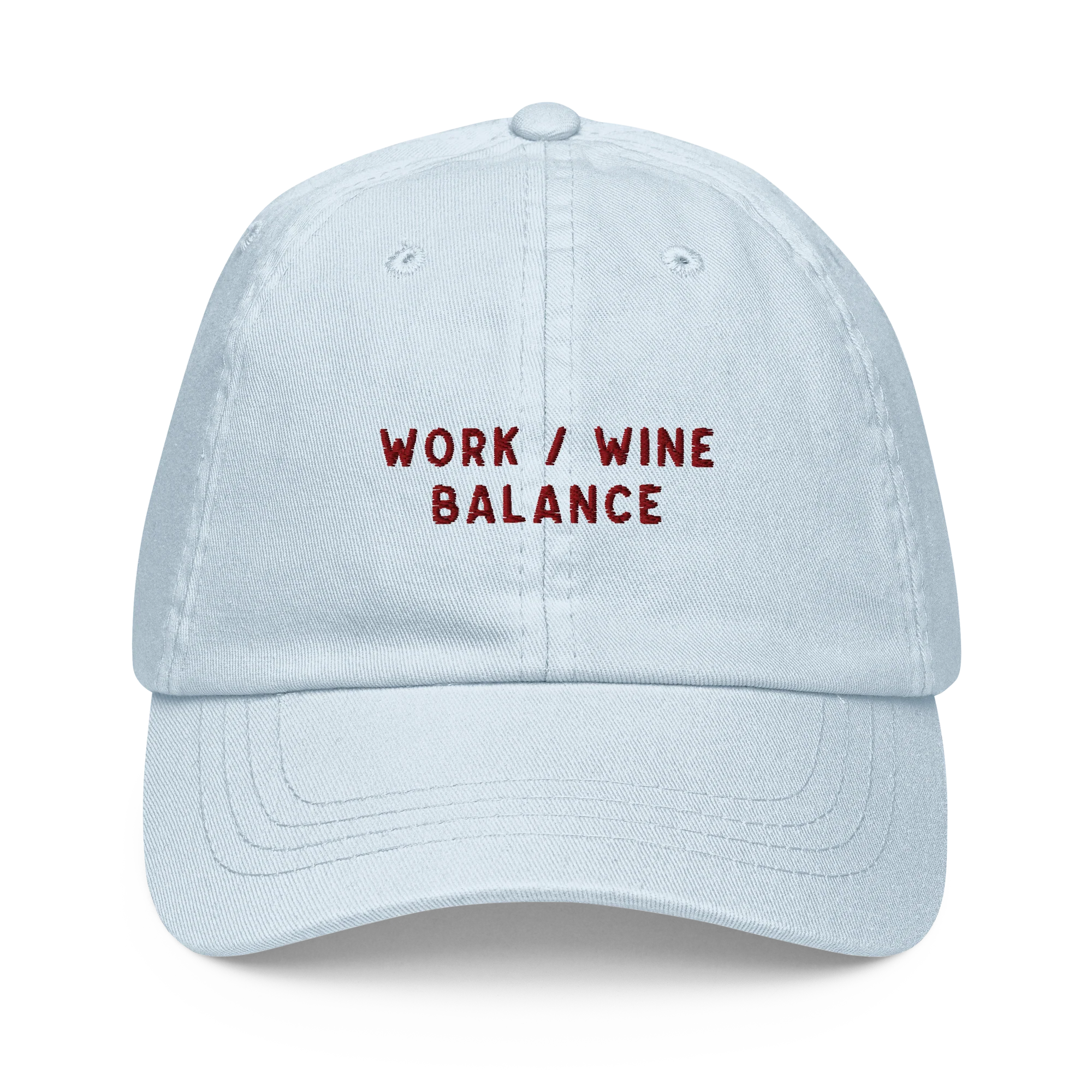 Work / Wine Balance Embroidered Pastel Baseball Cap - Image 7