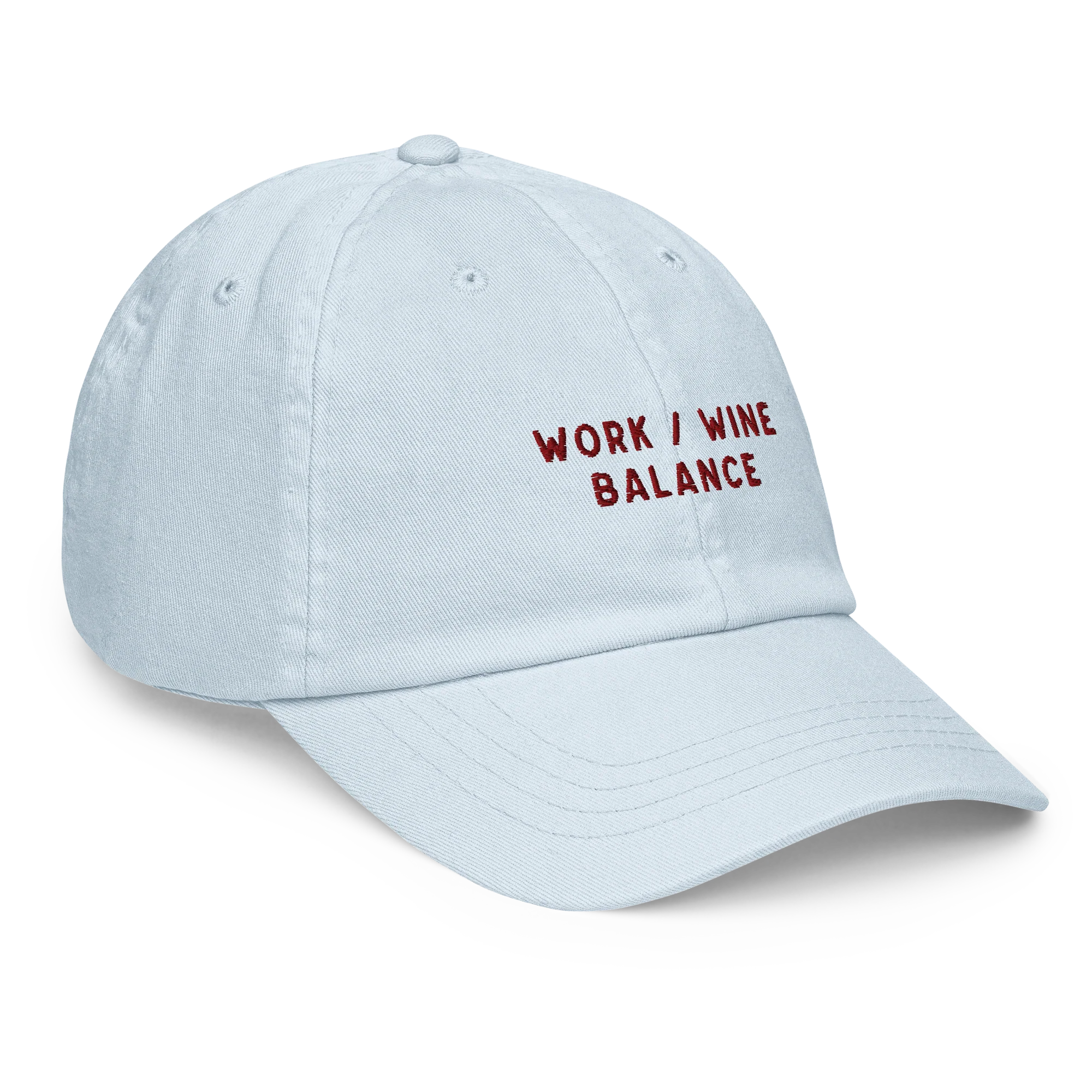 Work / Wine Balance Embroidered Pastel Baseball Cap - Image 8