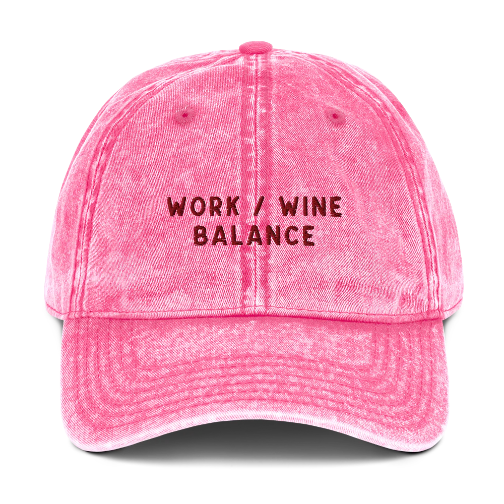 Work / Wine Balance Embroidered Vintage Cap